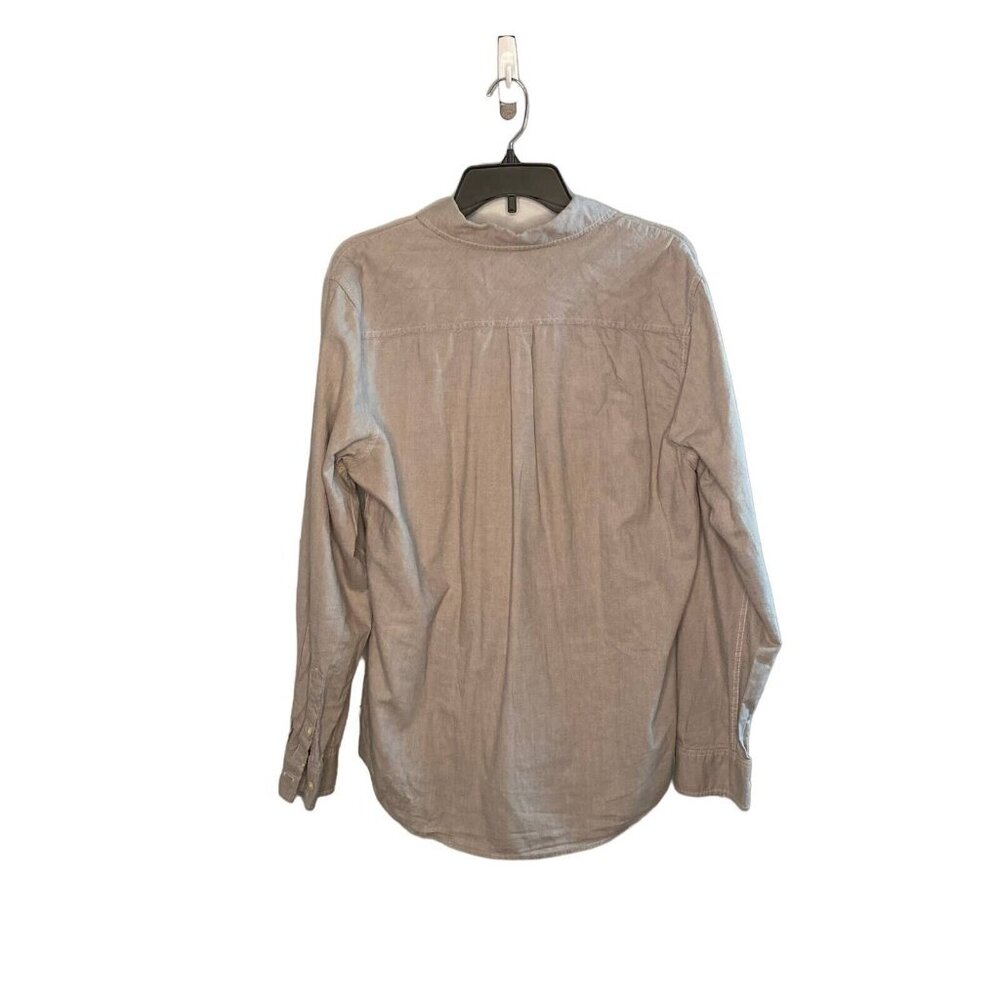 Warp & Weft Button Up Shirt Men's Size Large Long Sleeve Double Pocket Gray - Picture 2 of 8